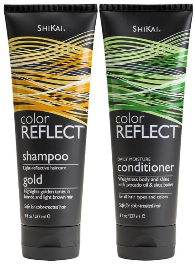 ShiKai Color Reflect Shampoo Gold & Color Reflect Daily Moisture Conditioner Set (12 oz, Pack of 2) | Add Moisture, Shine and natural highlights